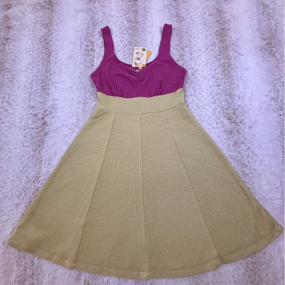 Rebe Dress SM NWT Pink & Yellow Colorblock Fit & Flare Eco-Friendly USA